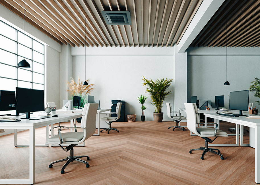 Commercial vinyl flooring application in high-traffic business environment